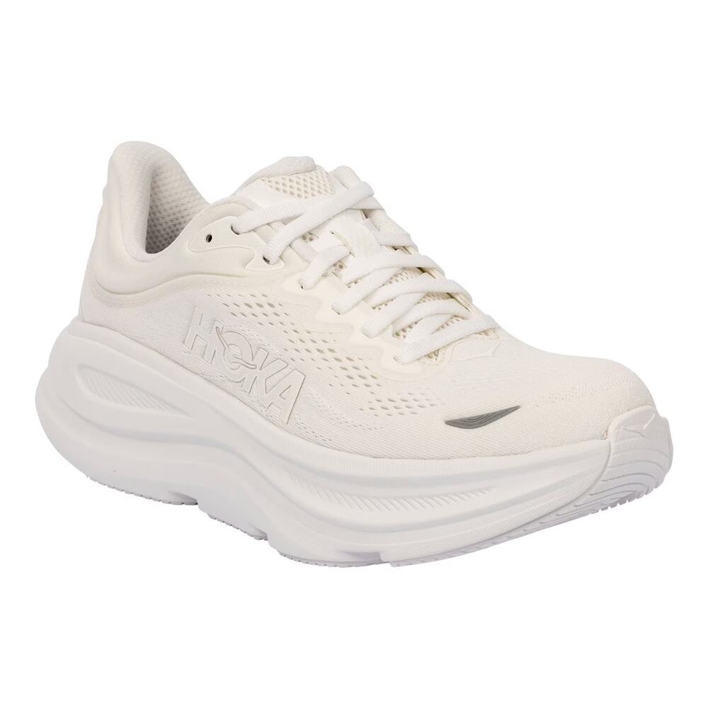 HOKA Women's Bondi 9 White Running Shoes Max Cushion Walking Sneakers - 8.5 EE